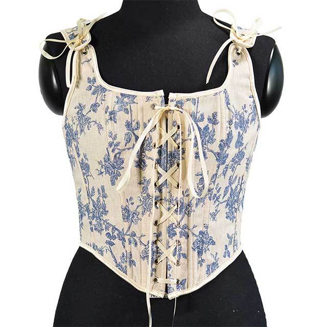 Floral Lace up Boned Overbust Corset Tank Top
