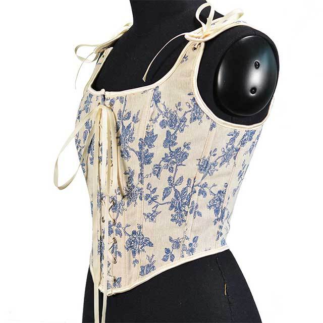 Floral Lace up Boned Overbust Corset Tank Top