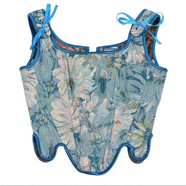 French Retro Lace-Up Bustier Corset