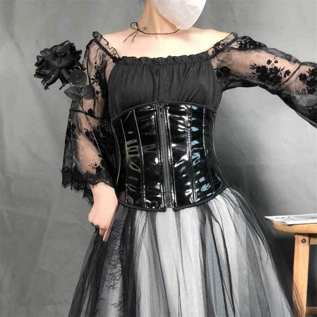 Front Zipper Leather Waist Shaper Corset