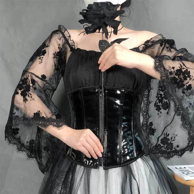 Front Zipper Leather Waist Shaper Corset