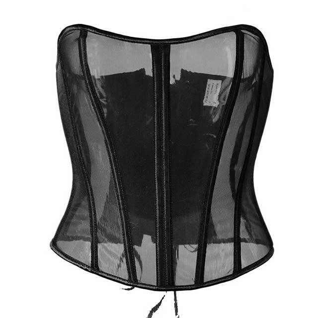Lace-Up Back Sheer Mesh Overbust Corselet Corset