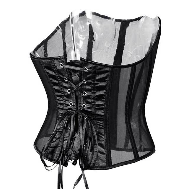 Lace-Up Back Sheer Mesh Overbust Corselet Corset