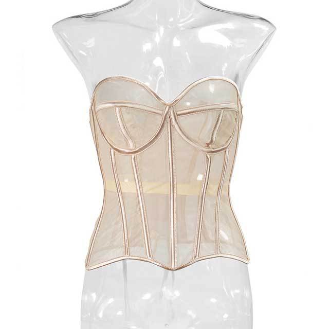 See Through Mesh Corset Tops
