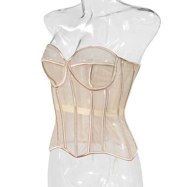 See Through Mesh Corset Tops