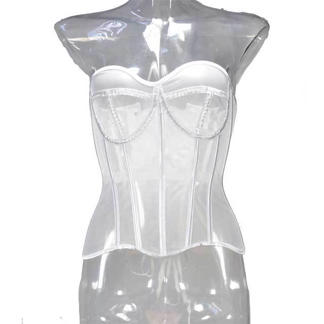 See Through Mesh Corset Tops