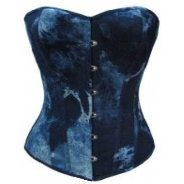 Denim Tie Dye Women Corset Tops
