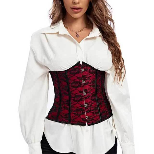 Flower Embroidery Lace Slimming Corset Top