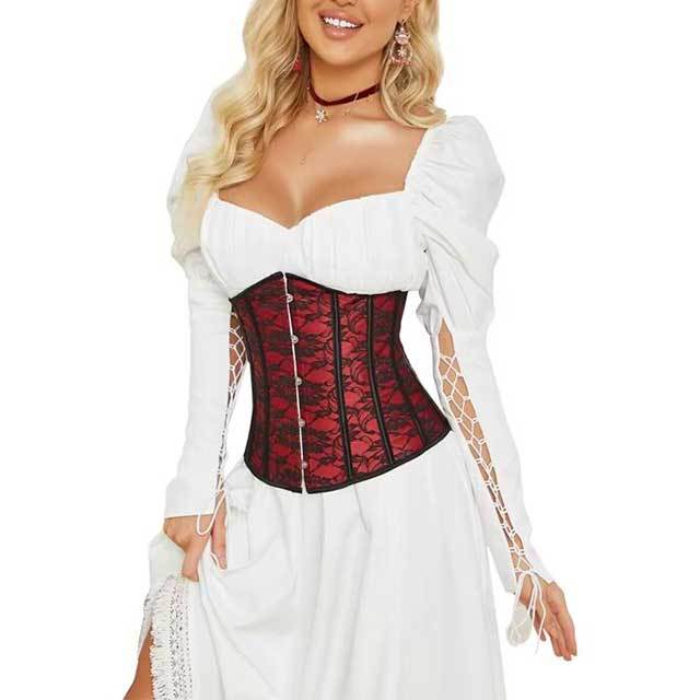 Flower Embroidery Lace Slimming Corset Top