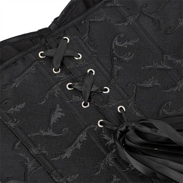 Jacquard Puff Sleeve Steel Boned Corset Tops