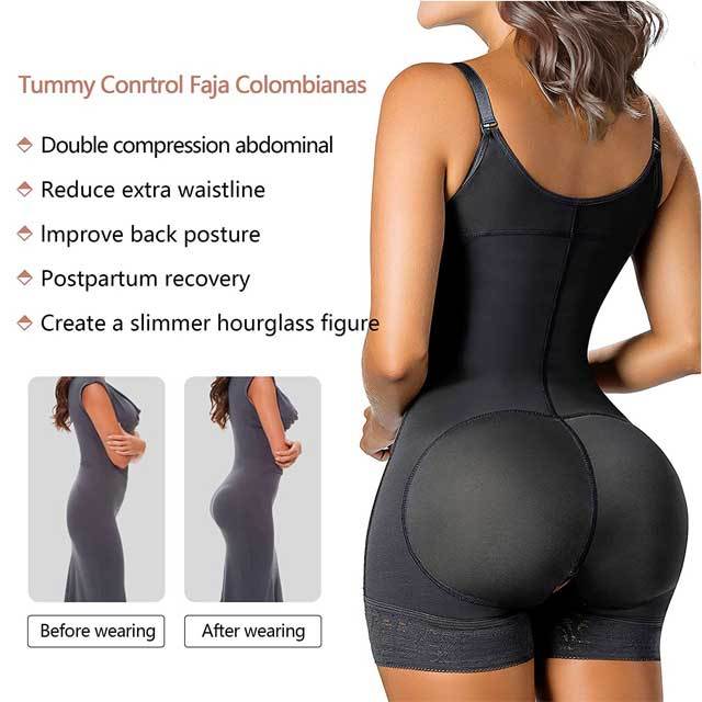 Lace Hem Tummy Control Body Girdles Shapewear With Straps