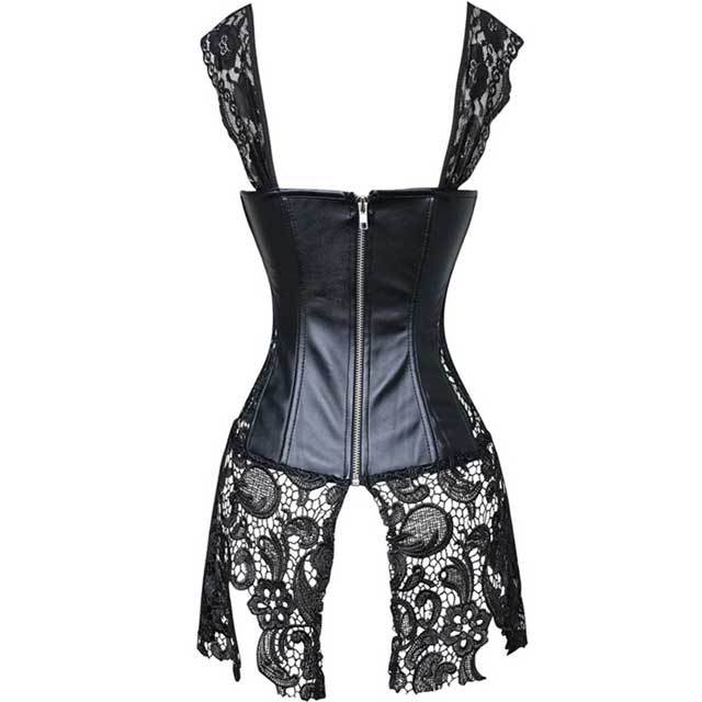 Lace Leather Gothic Corset Dress