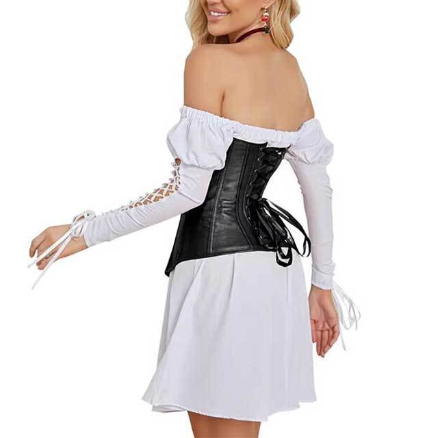 Leather Overbust Zip Up Bustier Corset Top