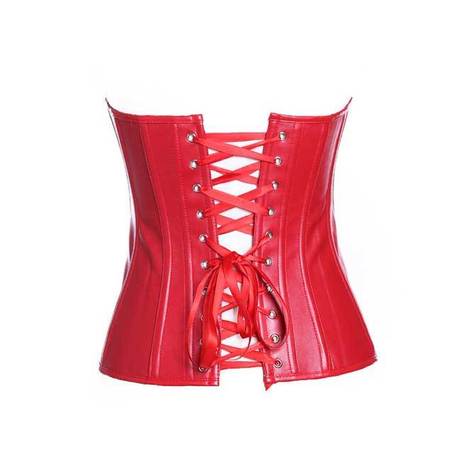 Leather Overbust Zip Up Bustier Corset Top