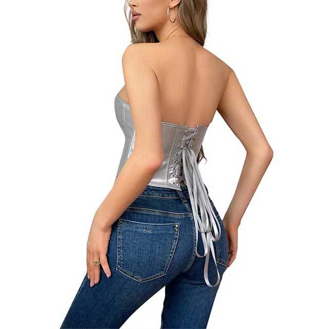 Off Shoulder Heart Shape Lace Up Corset Vest
