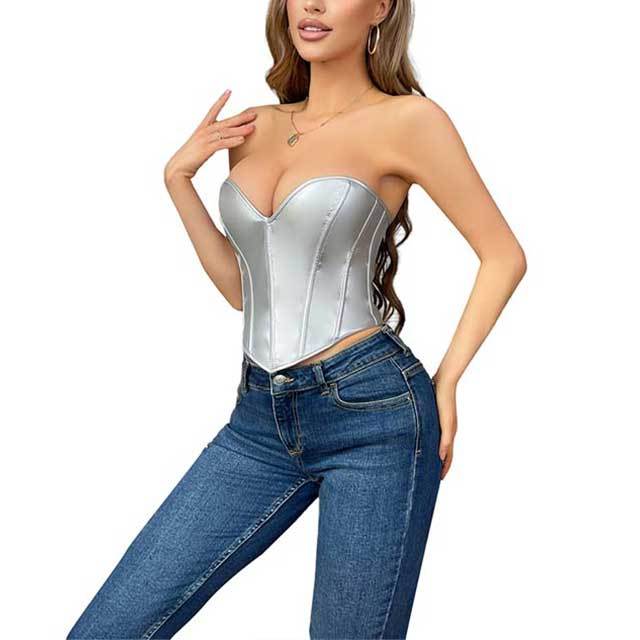 Off Shoulder Heart Shape Lace Up Corset Vest
