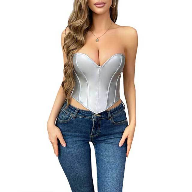 Off Shoulder Heart Shape Lace Up Corset Vest