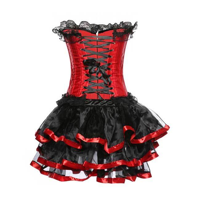 Plus Size Bustier Costumes Lace Corsage Corset Skirt Set