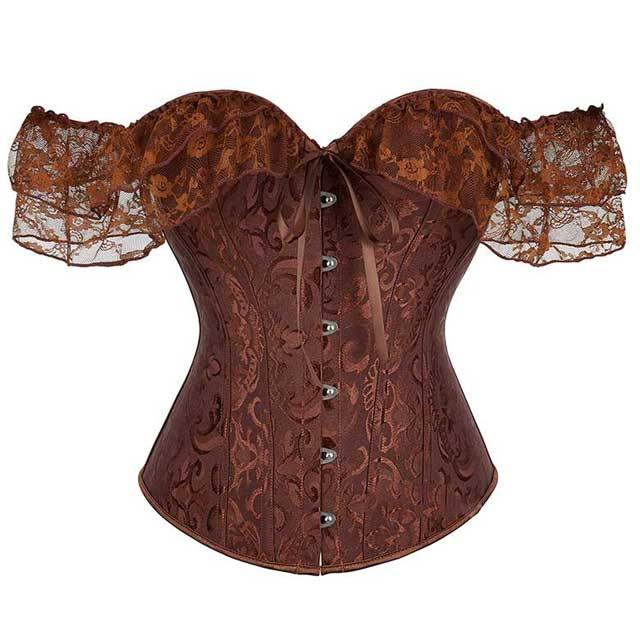 Plus Size Lace Sleeve Bustier Corset Top