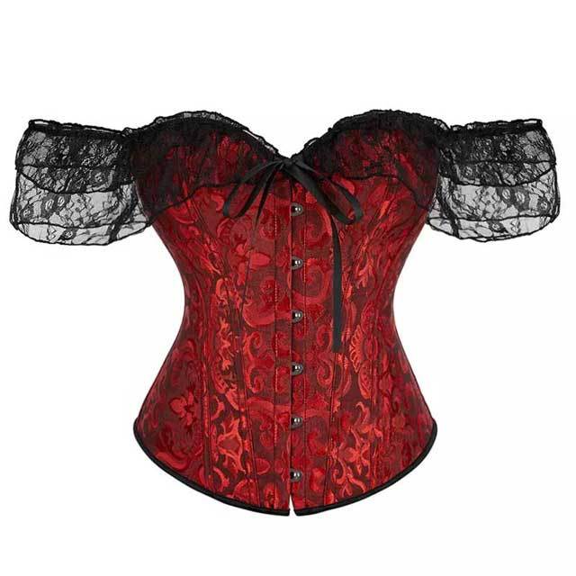 Plus Size Lace Sleeve Bustier Corset Top