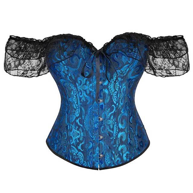 Plus Size Lace Sleeve Bustier Corset Top