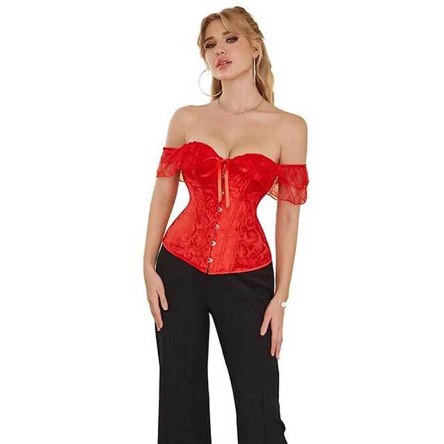 Plus Size Lace Sleeve Bustier Corset Top