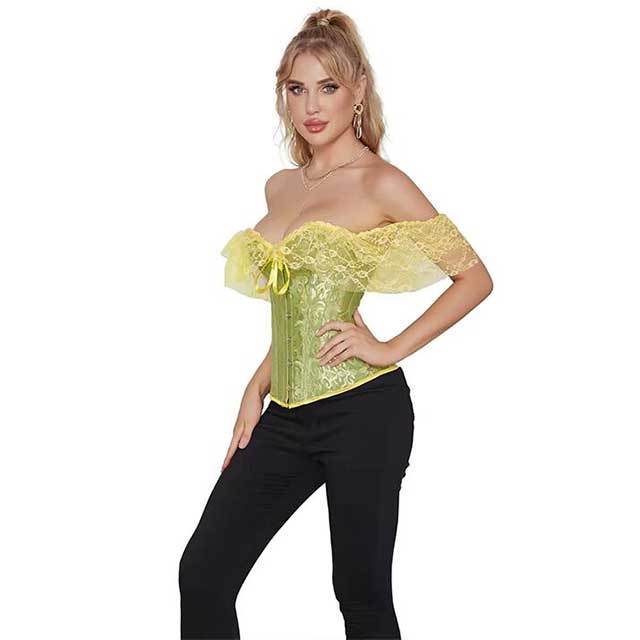 Plus Size Lace Sleeve Bustier Corset Top