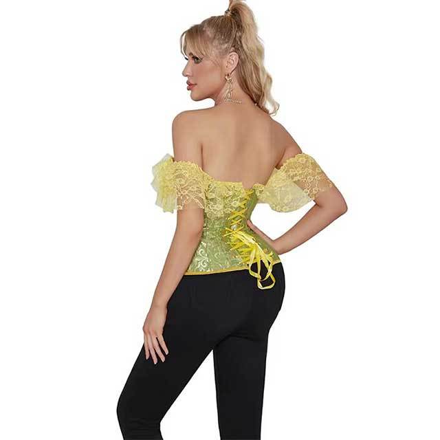 Plus Size Lace Sleeve Bustier Corset Top