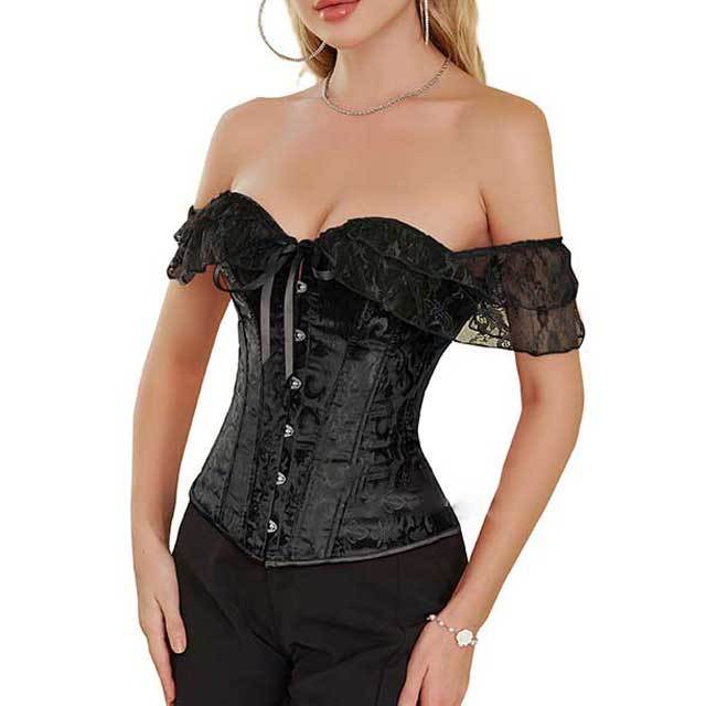 Plus Size Lace Sleeve Bustier Corset Top