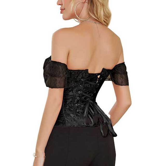 Plus Size Lace Sleeve Bustier Corset Top