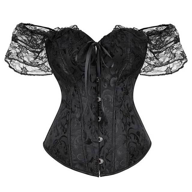 Plus Size Lace Sleeve Bustier Corset Top