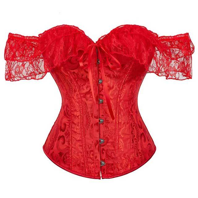 Plus Size Lace Sleeve Bustier Corset Top