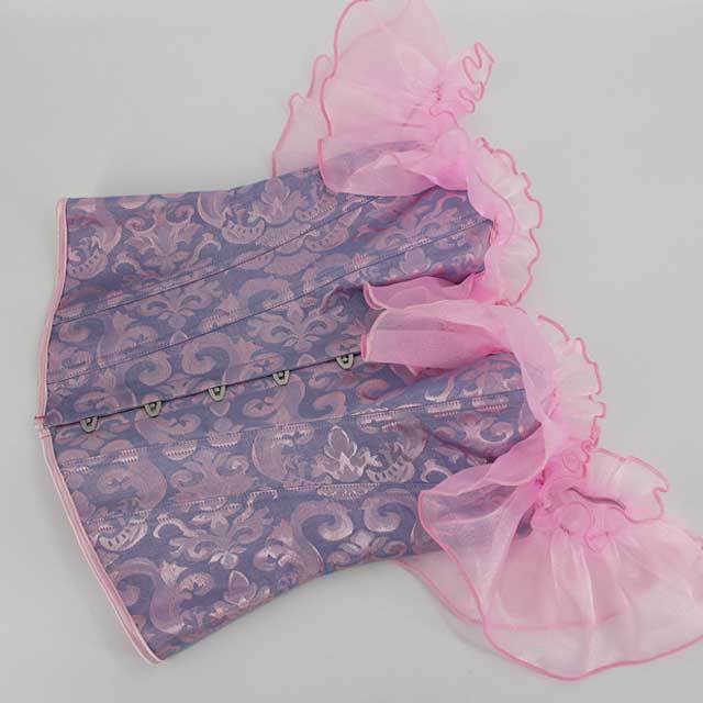 Ruffle Off Shoulder Boned Jacquard Corset Tops