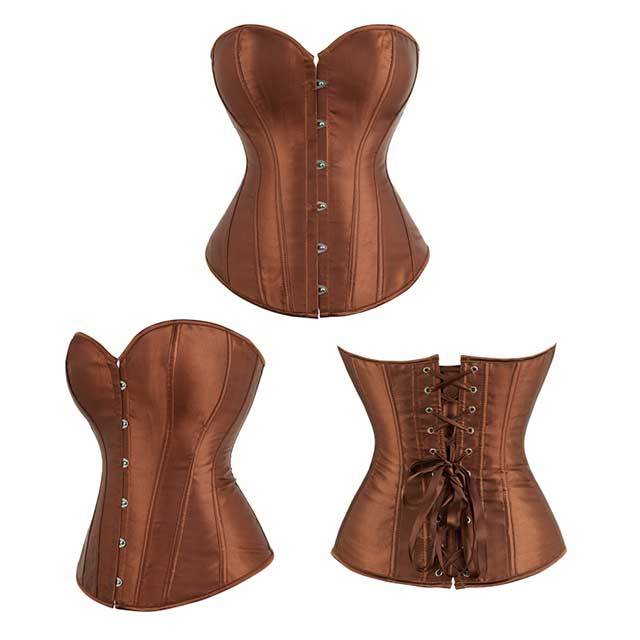 Satin Overbust Elastic Boned Corset Bustier