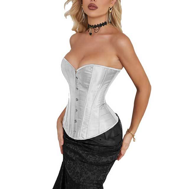 Satin Overbust Elastic Boned Corset Bustier