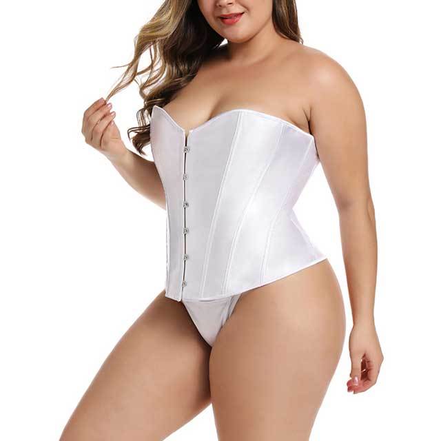 Satin Overbust Elastic Boned Corset Bustier