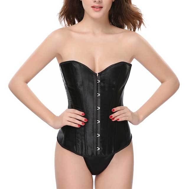 Satin Overbust Elastic Boned Corset Bustier