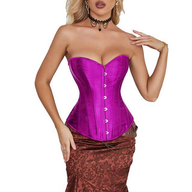 Satin Overbust Elastic Boned Corset Bustier