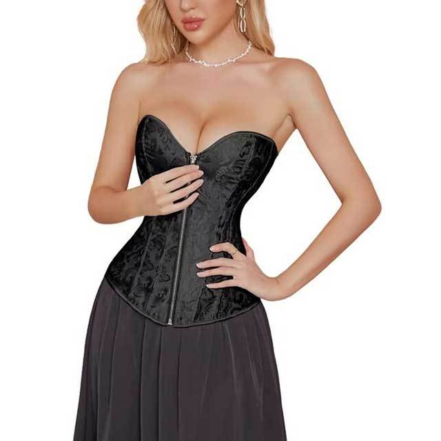 Zip up Bone Bustier Corset Top