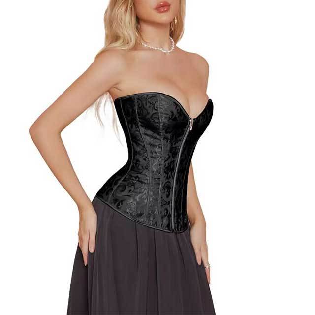 Zip up Bone Bustier Corset Top