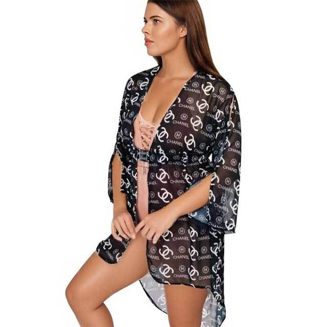 Mesh Printed Beach Cover-Up High Low Dress