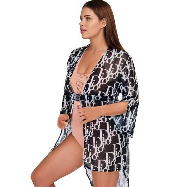 Mesh Printed Beach Cover-Up High Low Dress
