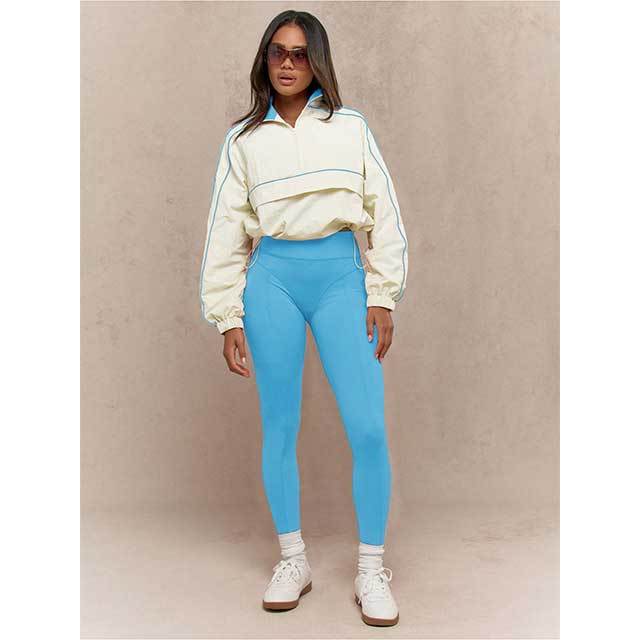 Contrast Color Long Sleeve Top Fitted Pant Set
