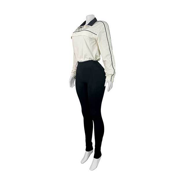 Contrast Color Long Sleeve Top Fitted Pant Set