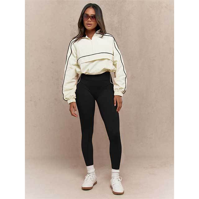 Contrast Color Long Sleeve Top Fitted Pant Set