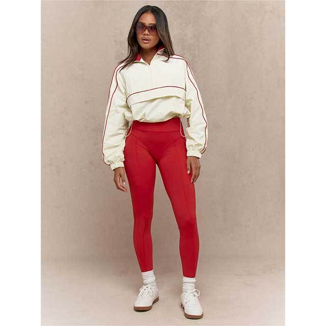 Contrast Color Long Sleeve Top Fitted Pant Set