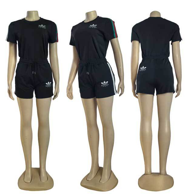 Embroidery Women Two Piece Short Set