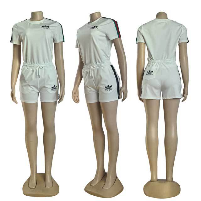 Embroidery Women Two Piece Short Set