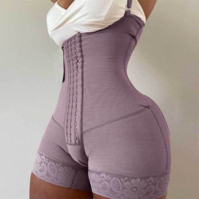 Lace Hem Tummy Control Body Girdles Shapewear With Straps