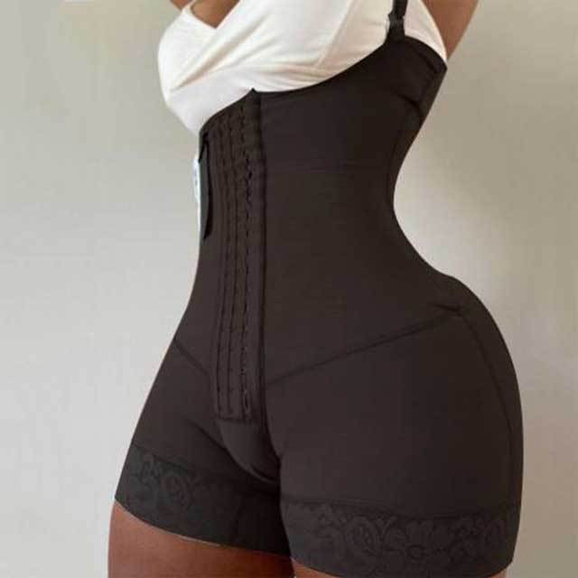 Lace Hem Tummy Control Body Girdles Shapewear With Straps